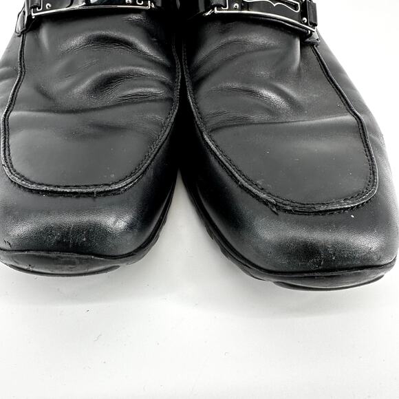 Bally Roquat Logo Plaque Loafers Slip On Almond Toe Classic Leather Black US 12 main image 6